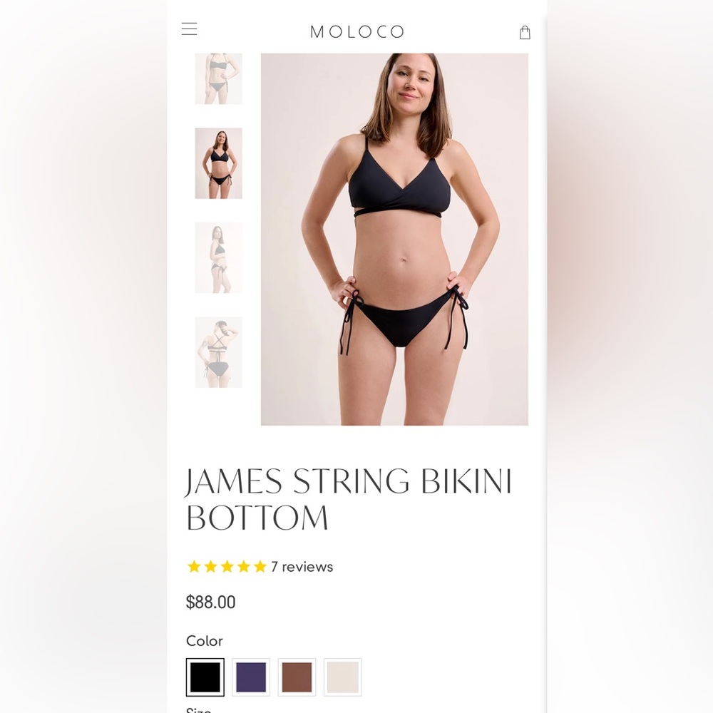 NWOT Moloco String Bikini Bottoms (Black/size Med.)